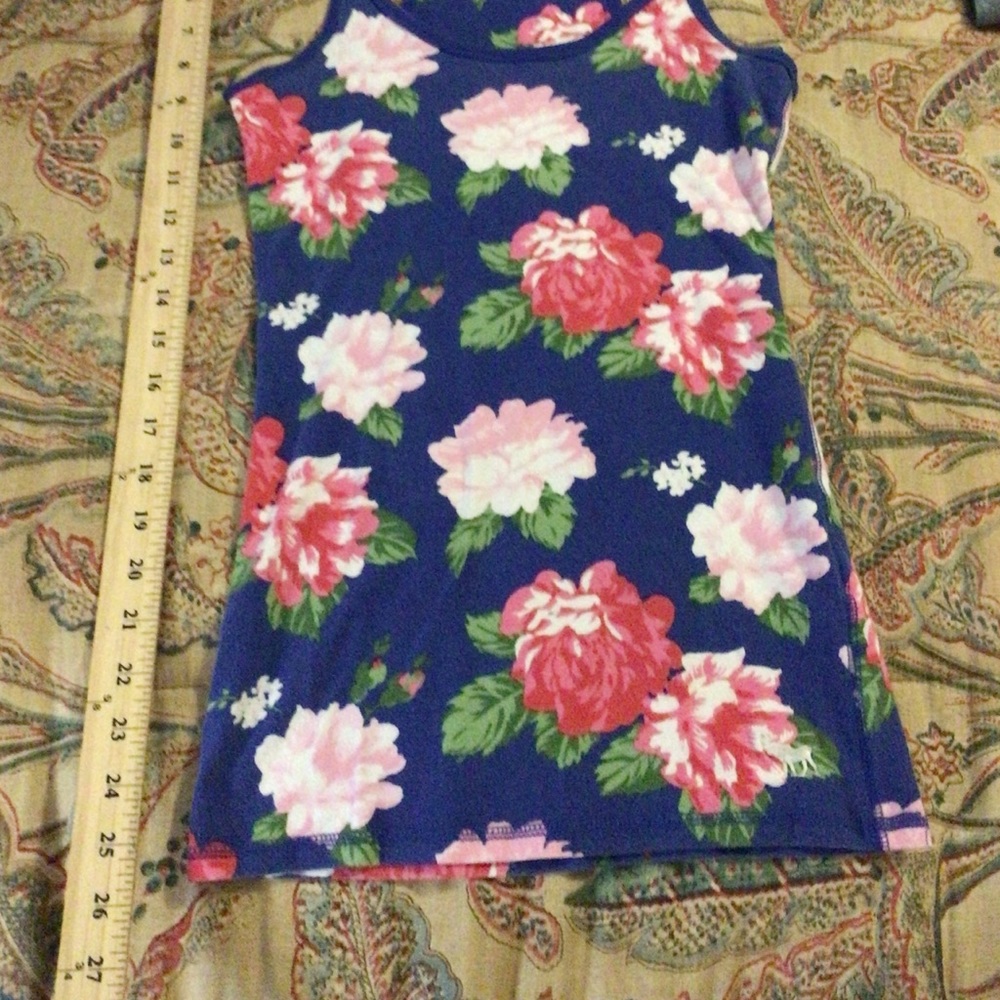 Abercrombie & Fitch Y2K Blue & Pink Rose Floral Racerback Tank Top Size S - Picture 6 of 8